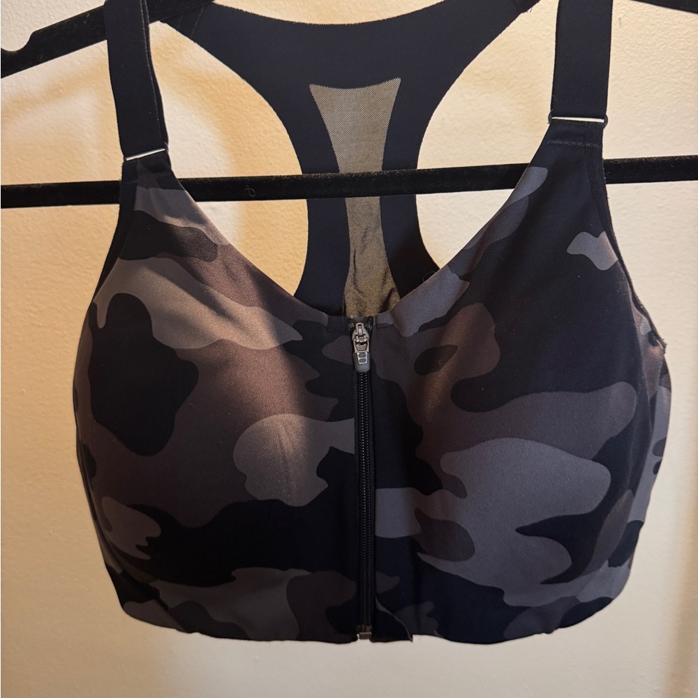 Target Camouflage Sports Bra with Front-Zip Closure